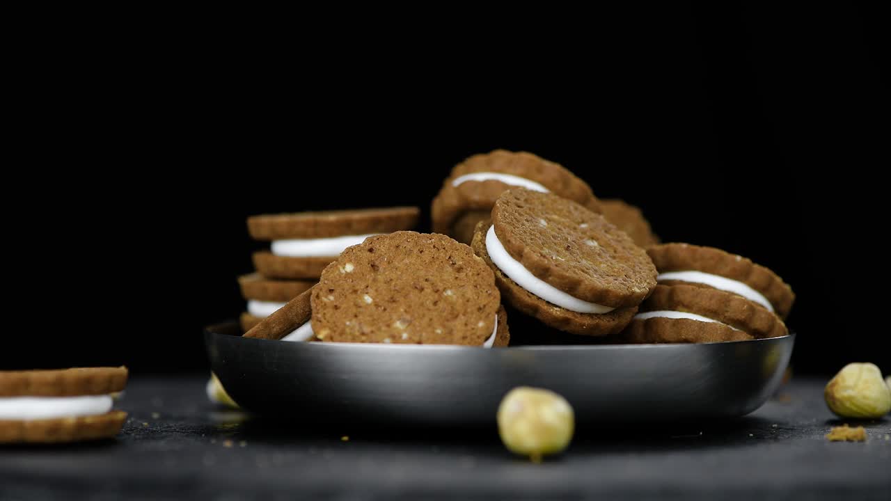 Hazelnut Cream Cookies on a rotating plate (seamles loopable)