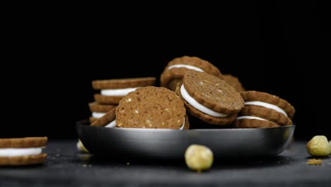 hazelnut cream cookies on a rotating plate (seamles loopable)