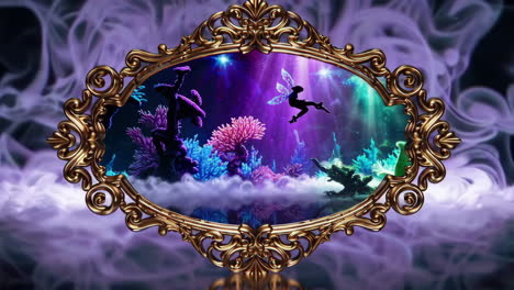 enchanted underwater realm in a golden frame