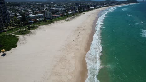 long sandy stretch of palm beach - the world's cleanest beach - southern gold coast, queensland, qld - australia - drone shot