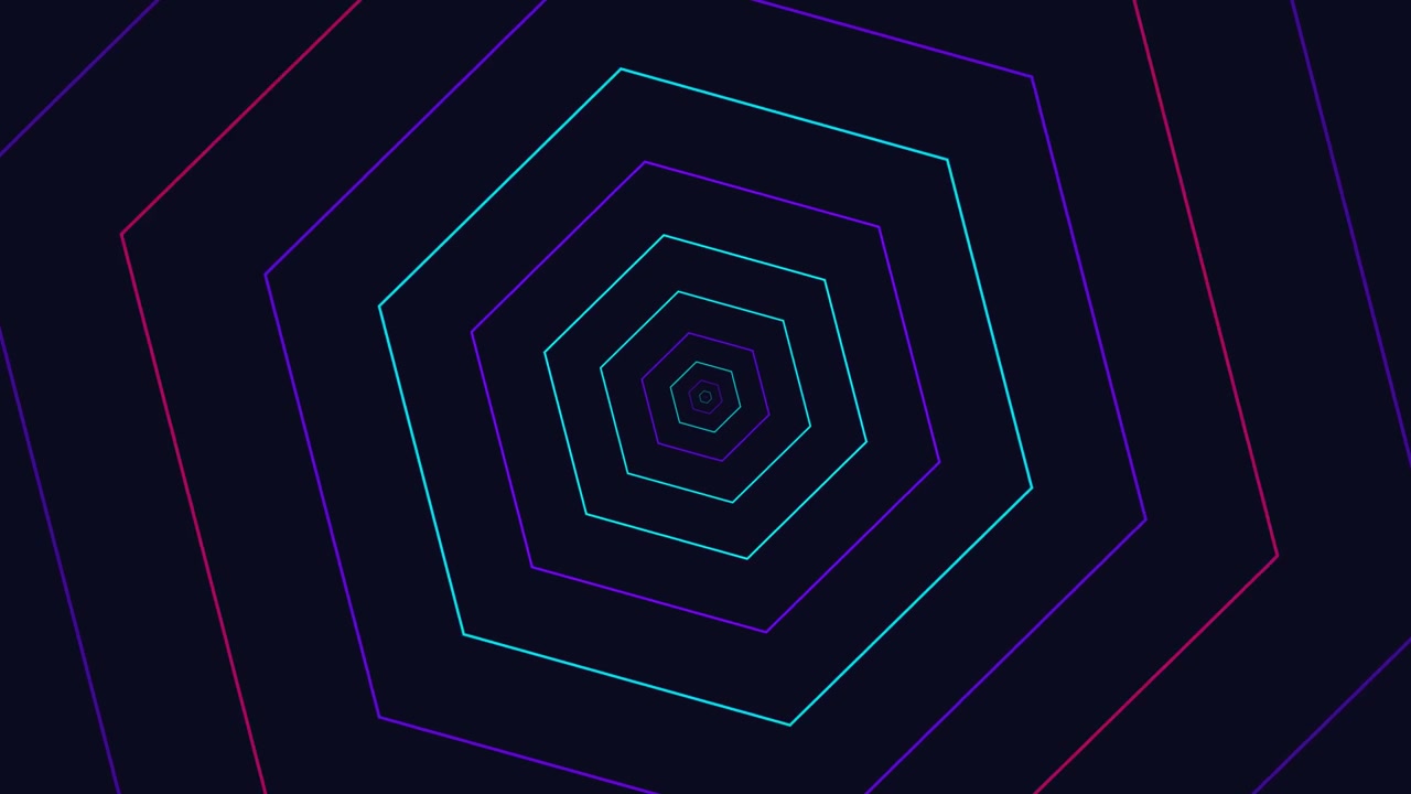 Abstract Motion Background with Pulsing Neon Hexagons