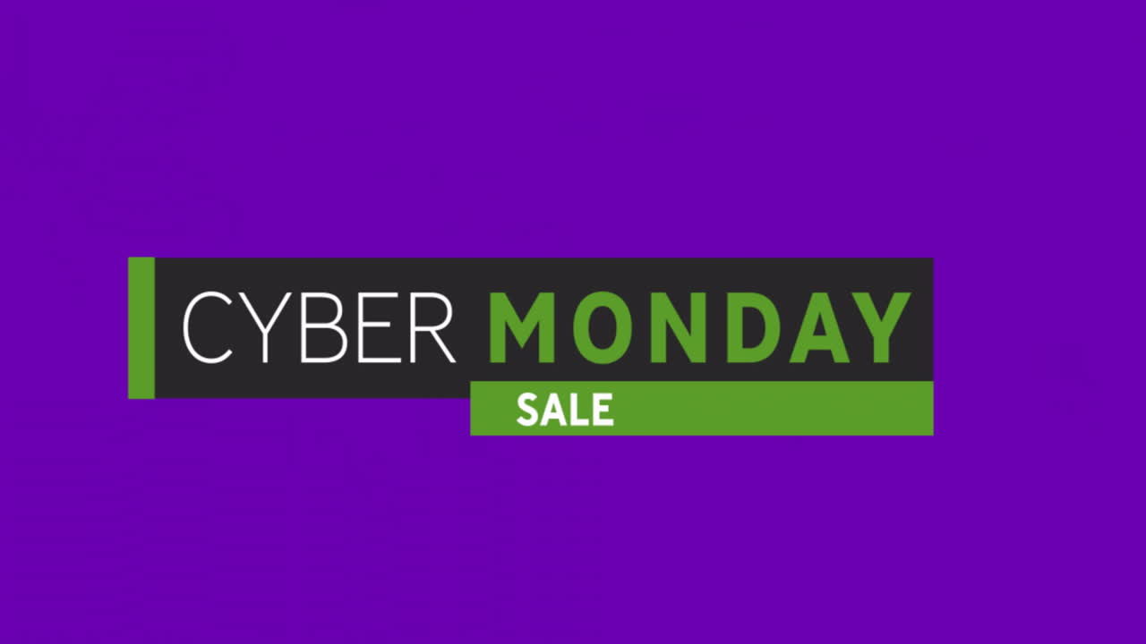 Animation of cyber monday sale text over vibrant pattern background
