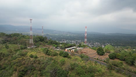 communication towers aerial view video