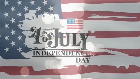 animation of 4th of july text over american flag