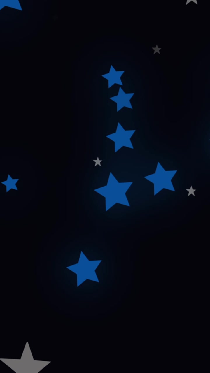Video generado digitalmente de estrellas azules y grises moviéndose sobre fondo negro