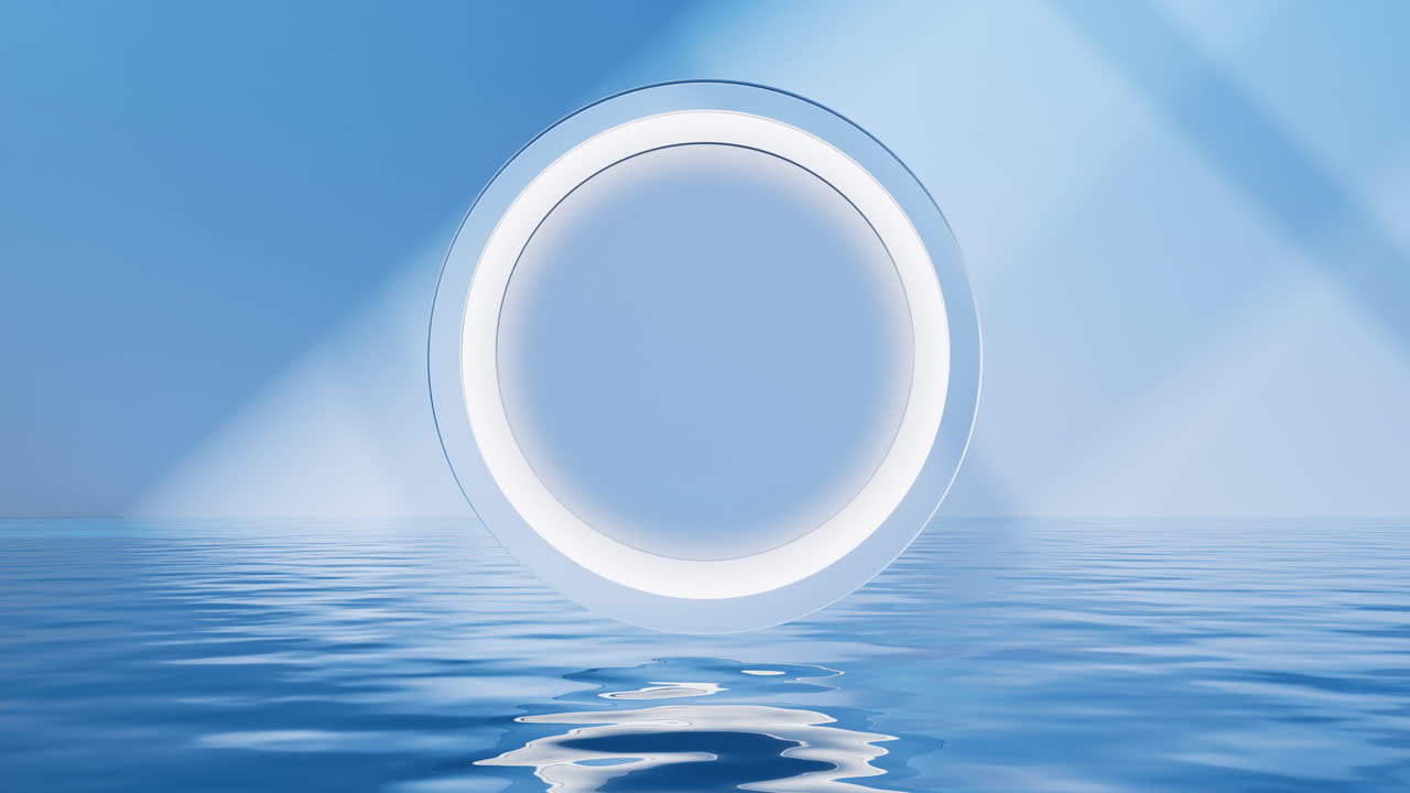 내부에 물이 있는 밝은 방, 3d 렌더링