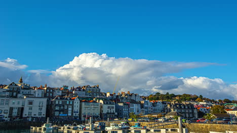 timelapse of guernsey skyline and flowing by clouds