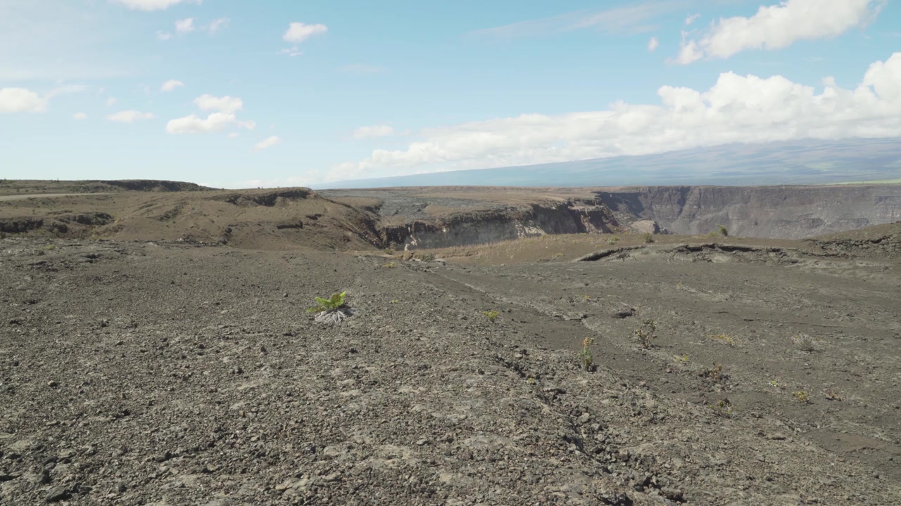 Sbuffi di fumo che escono dal terreno e dal cratere di un vulcano