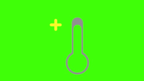 colorful simple animation of a very high weather temperature icon isolated on a green screen in 4k