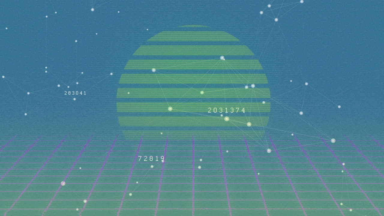 지구와 파란색 배경에 대한 데이터 처리의 애니메이션