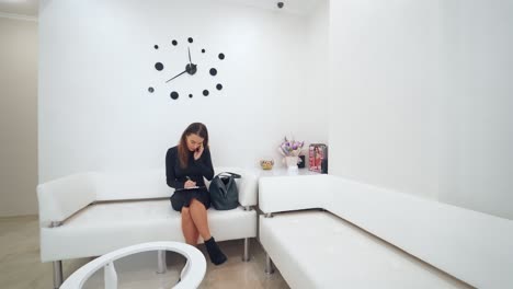 patient waiting for doctor. woman waiting for the doctor in hospital lobby