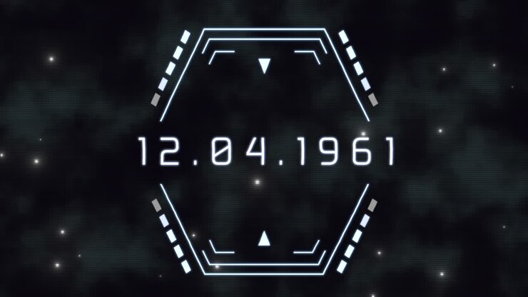 12.04.1961 with futuristic shapes in space