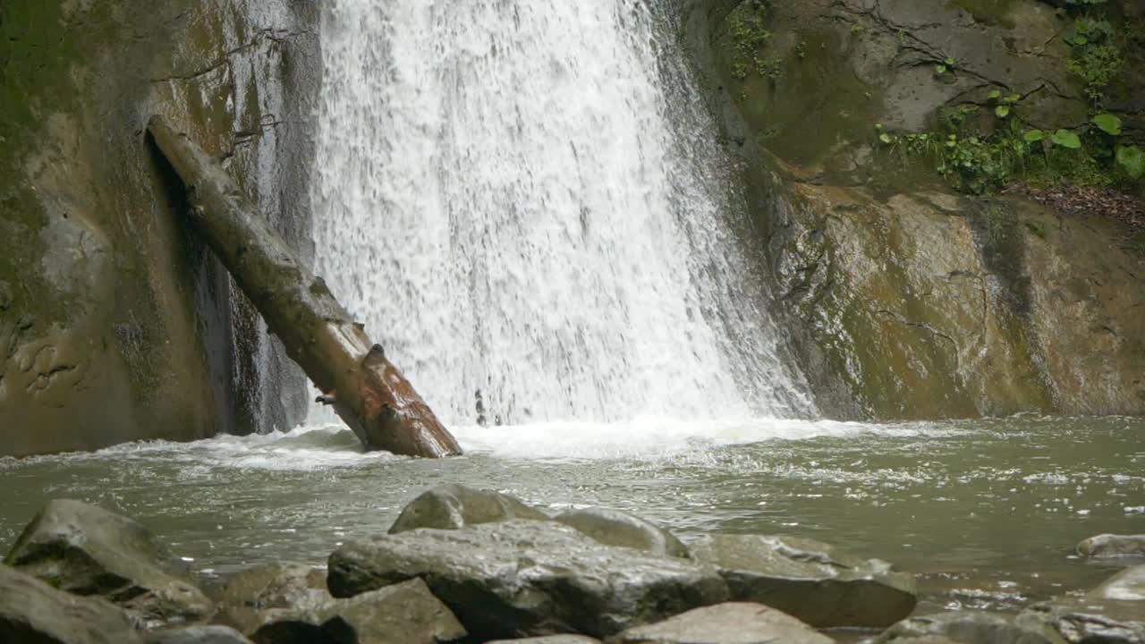 Slow Motion of Pruncea Waterfall with Fresh and Cold Waters, Romania