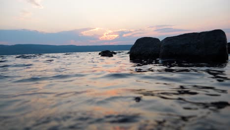 sunset over yellowstone lake