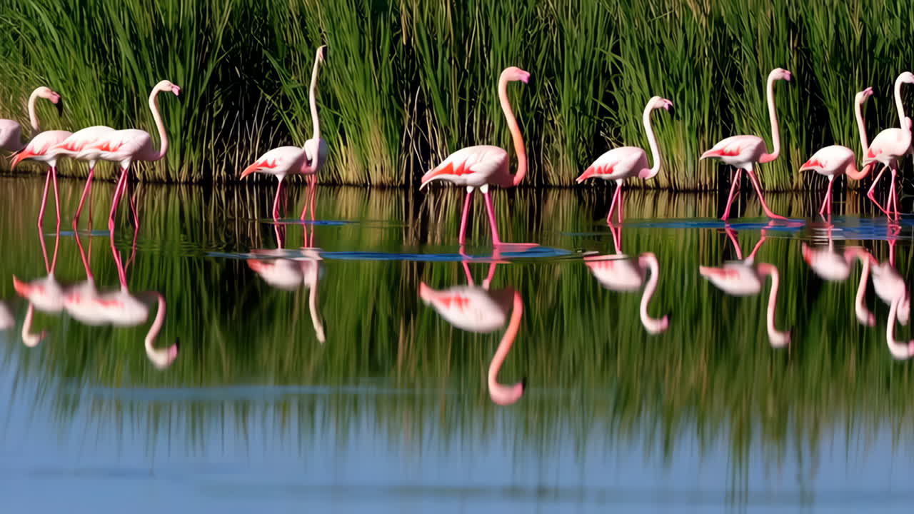 Flamingos in their natural habitat