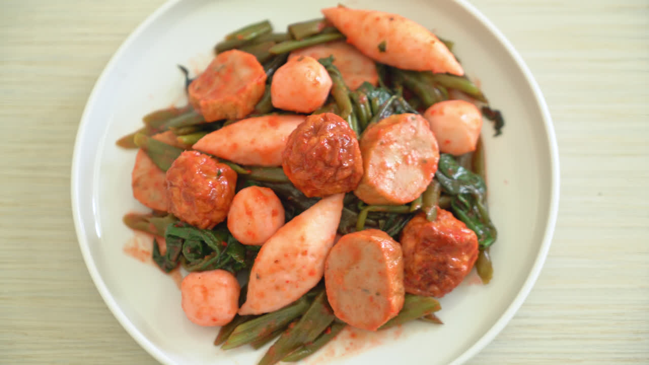 엔타포 소스를 곁들인 생선구이 볶음 - 아시아 음식 스타일