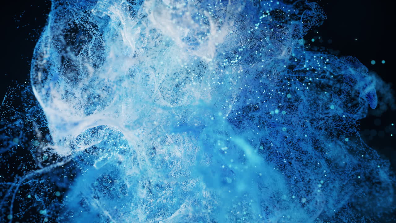 추상적인 파동 입자, 분산 파우더, 3d 렌더링