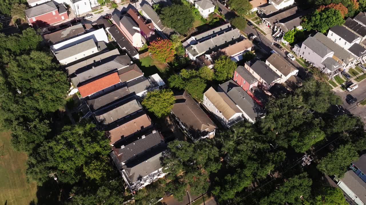Birds Eye View Above New Orleans Neighborhood on Summer Day