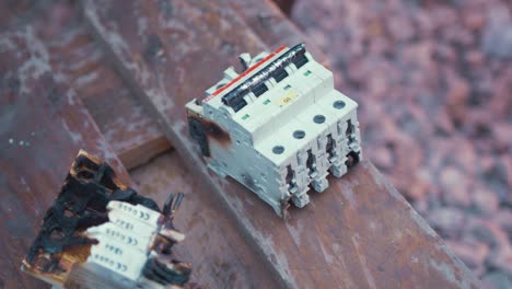 Burnt-out-electrical-fuses-melted-handheld-shot