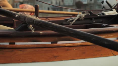 traditional wooden sail boat at harbor