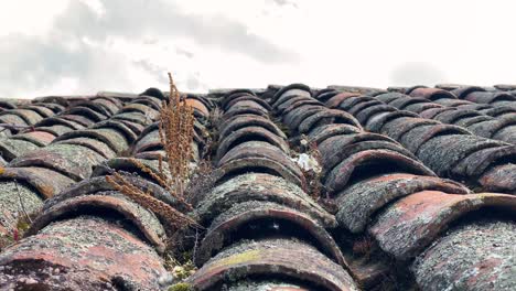 slow-motion footage of traditional rooftops of clay tiles in a small andean village in peru