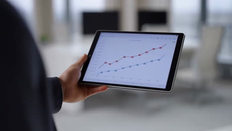 person analyzing business data on a tablet