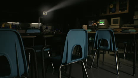 empty classroom at night