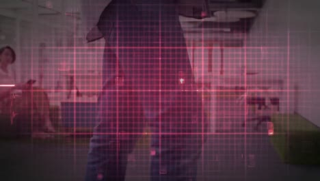 animación del procesamiento de datos de la frecuencia cardíaca con un hombre de negocios