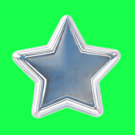 Shiny metallic star animation, transparent 4K video, green screen