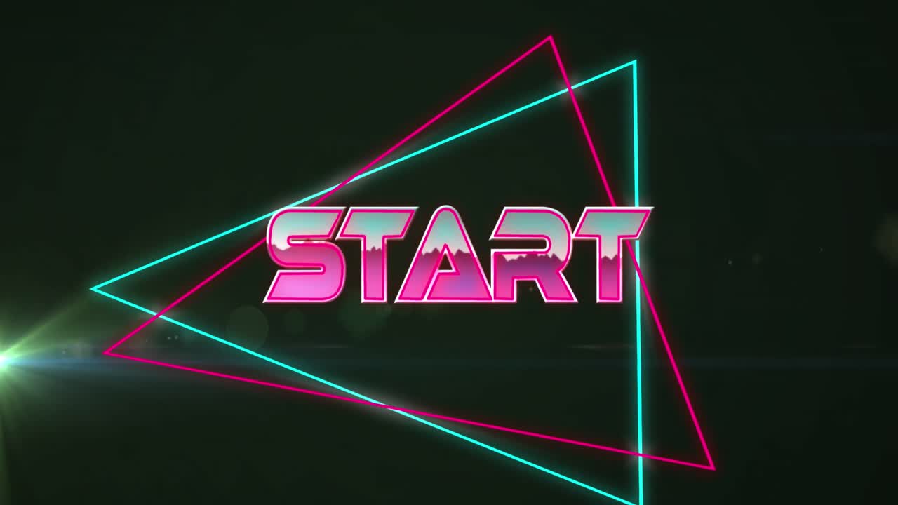 animación de inicio sobre el espacio digital con luces y triángulos.