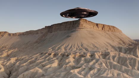 ufo over a desert mountain