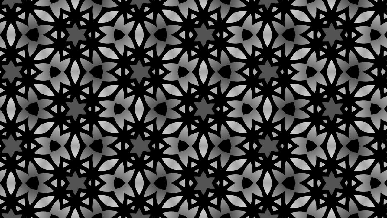 Graphic pattern in black and white with stroboscopic and hypnotic effect, while increasing in size and then reducing it.