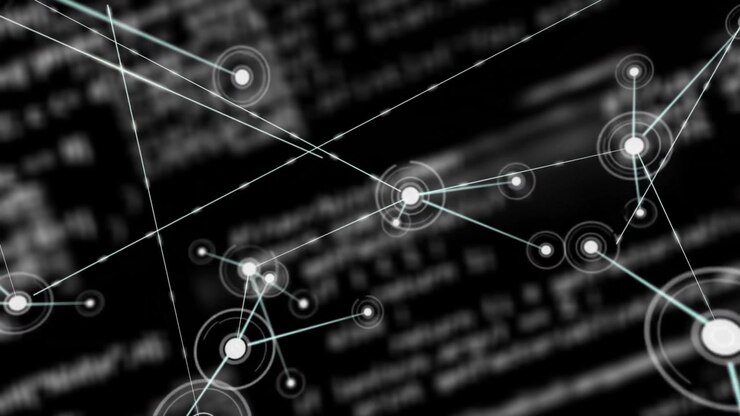 Single white node appearing, firing radial line and connecting nodes to visualize network expansion