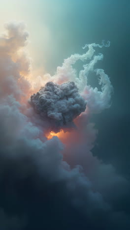 dramatic smoke cloud with fiery glow
