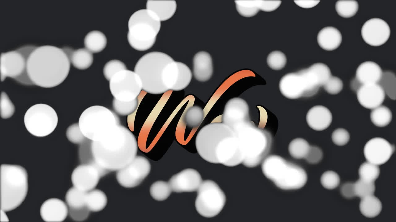 Animazione del testo "Wow" con sfumatura arancione su macchie bianche che scorrono