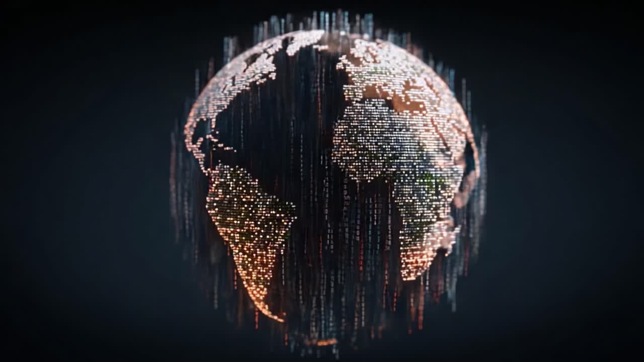 A Stunning Visual Representation of Earth as a Digital Globe Surrounded by Streams of Data, Highlighting the Intersection of Technology and Our Planet