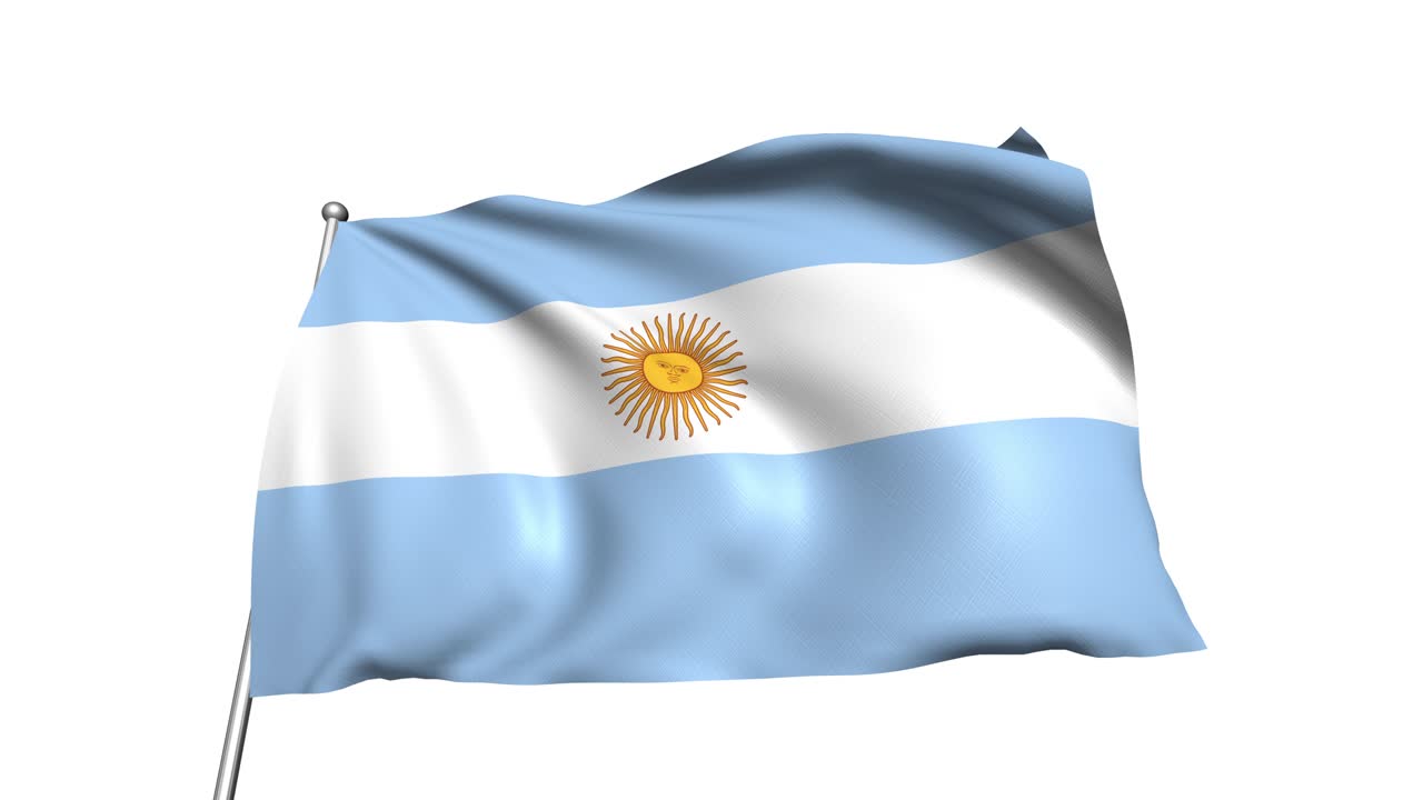 bandera de argentina con estructura de tela en el viento (canal alfa, en bucle)