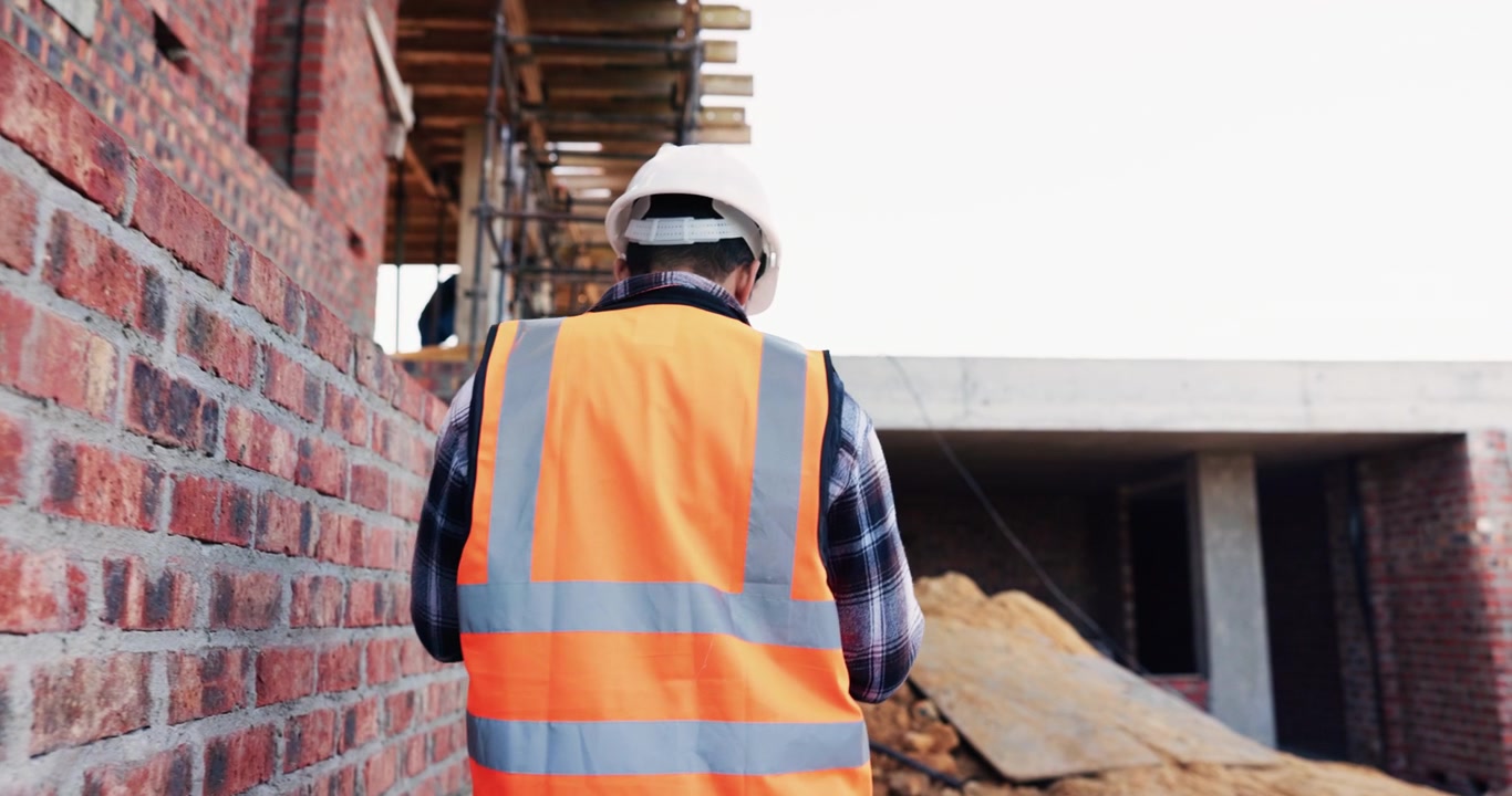 Construction Worker Inspecting Building Site