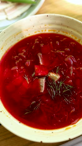 bowl of russian borscht soup