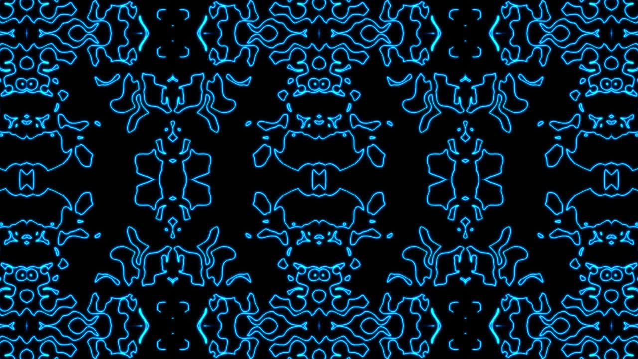 fondo de patrón geometrico sin costuras azul abstracto. rayas abstractas bucle de caleidoscopio. rápido psicodélico colorido kaleidoscopio vj fondo. discoteca fondo de movimiento abstracto. efecto caleidoscope