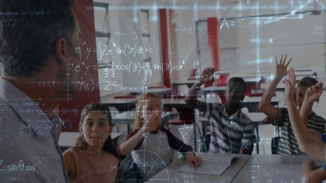 학생들의 학습에 대한 수학 방정식의 애니메이션