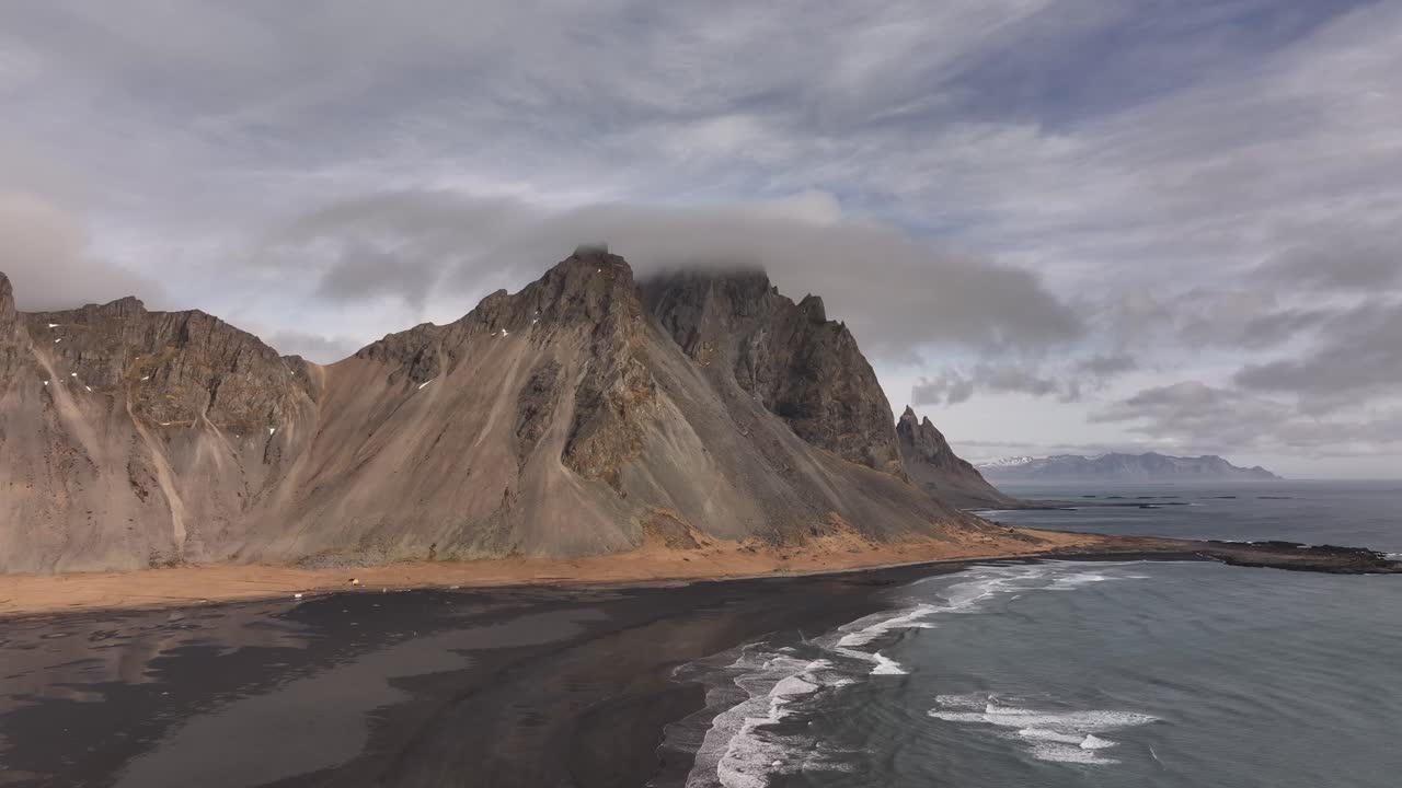 Vestrahorn rising from Stokksnes peninsula along the Atlantic coast. Iceland