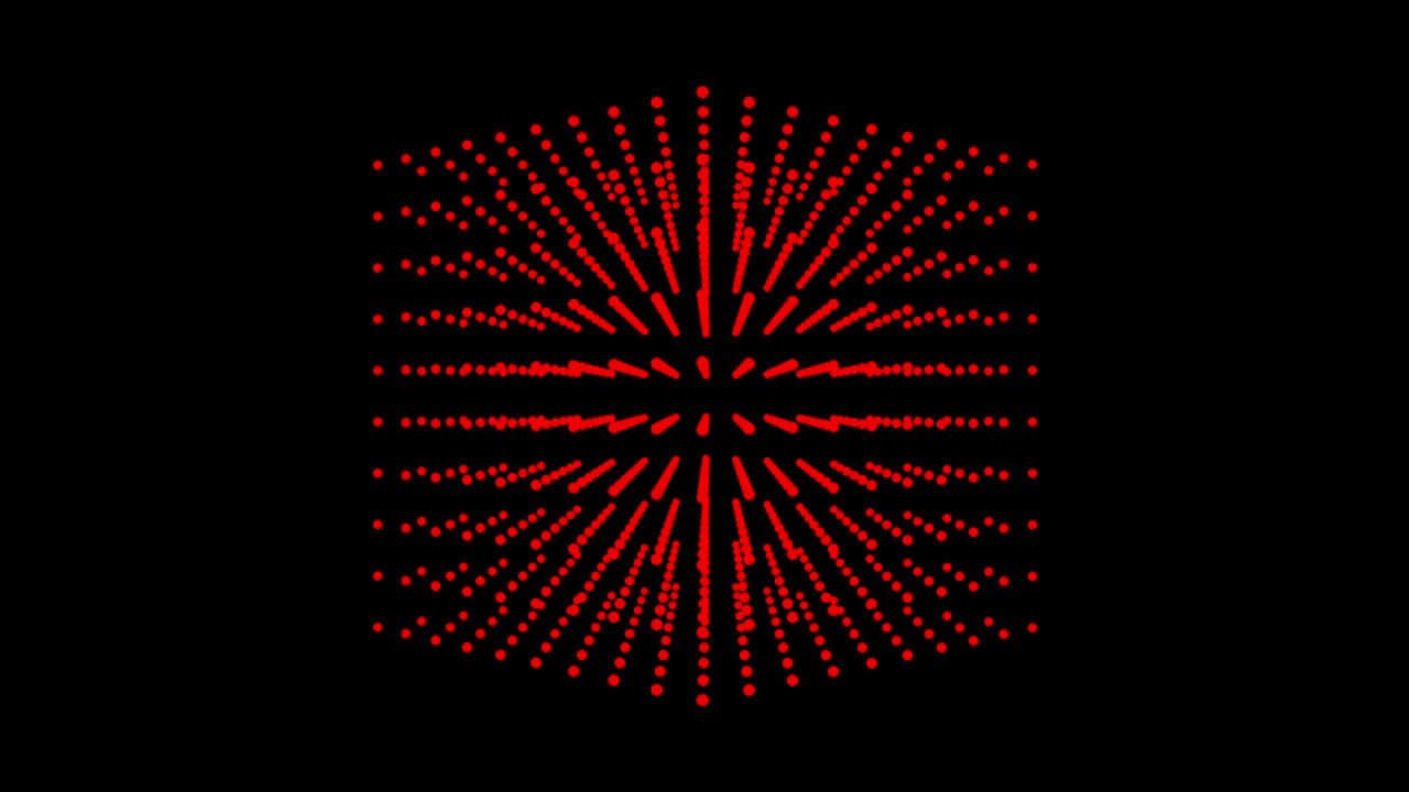 Beautiful red cube box is rotating, dot particle.