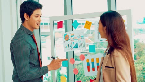 business people work on project planning board