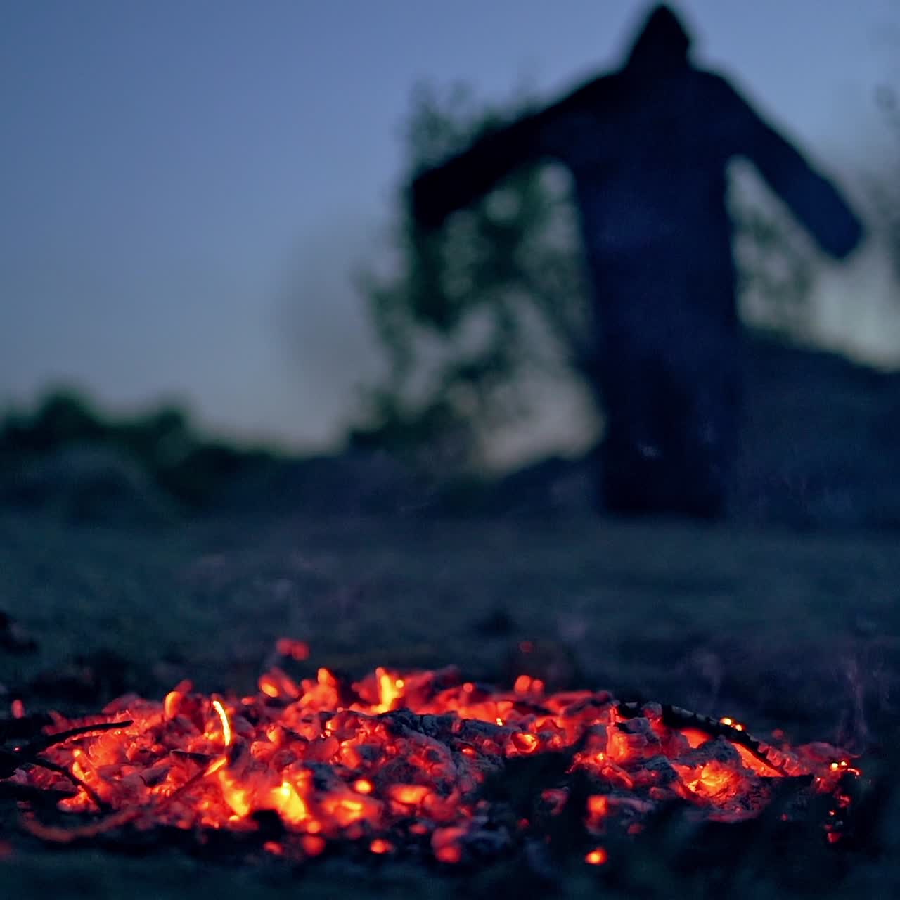 Halloween witch by the fire
