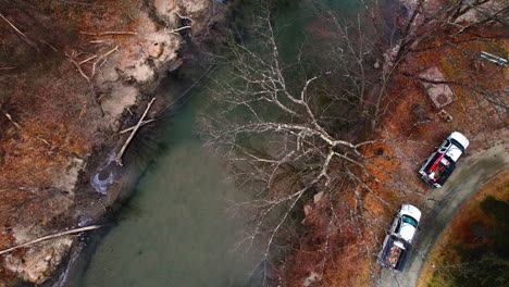 Top-view-of-a-river-that-overflowed-its-banks-after-heavy-weather