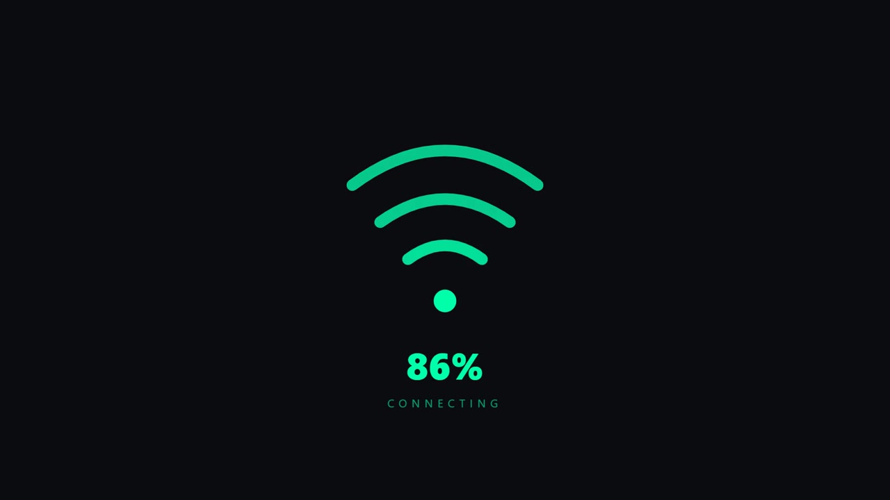 Animazione della barra di progresso di caricamento della connessione Wi-Fi digitale