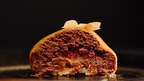 elegant chocolate mousse dessert with orange glaze