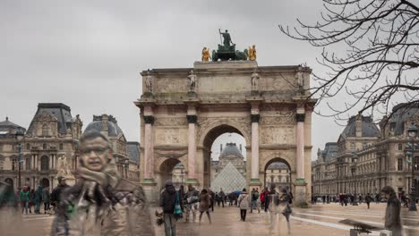 francia día nublado rueda de ferris tuileries jardín abarrotado parque panorama 4k lapso de tiempo