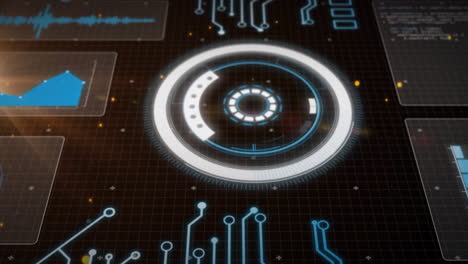 animation of scope and data processing over dark background